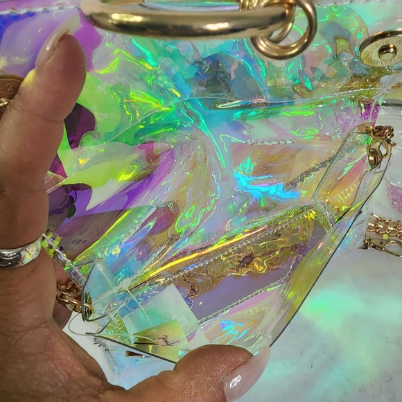 PVC Holographic Fannypack Crossbody Bag Purse - Picture 6 of 9